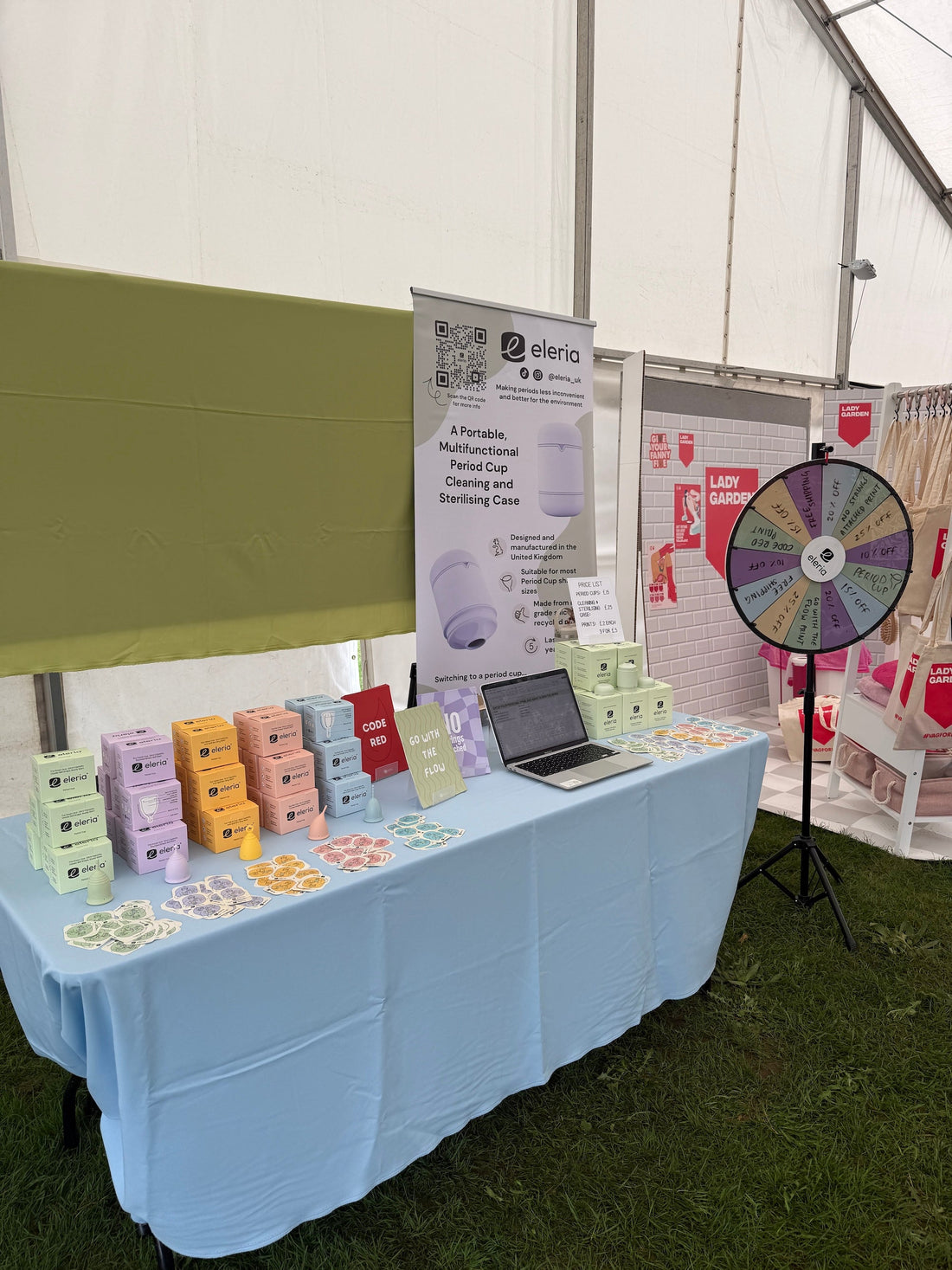 Stall showcasing period cup products.