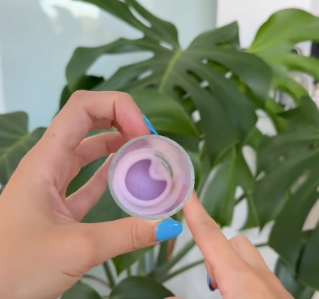 Menstrual cup demonstration. 