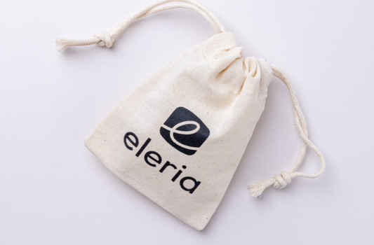 Eleria branded cotton drawstring bag. 